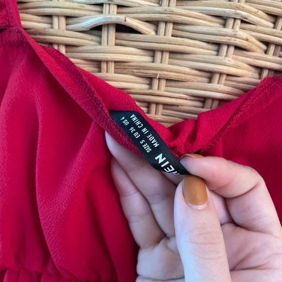 SHEIN size small flutter sleeve red dress - Picture 4 of 4